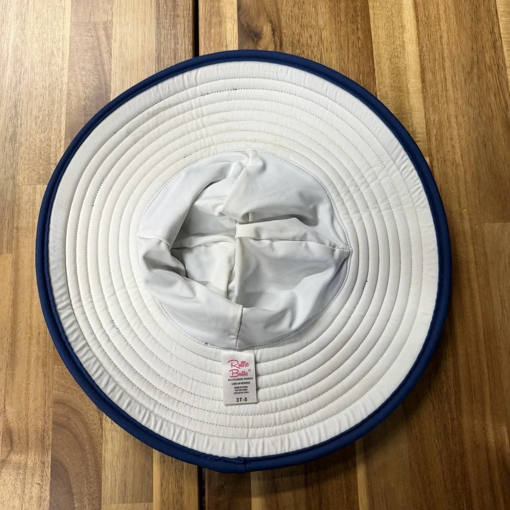 RuffleButts Navy Blue UPF 50+ sun protective swim hat  Size 3T-5